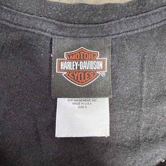 Y2K Made in USA Harley Davidson Logo V Neck Women's Top - Picture 7 of 9